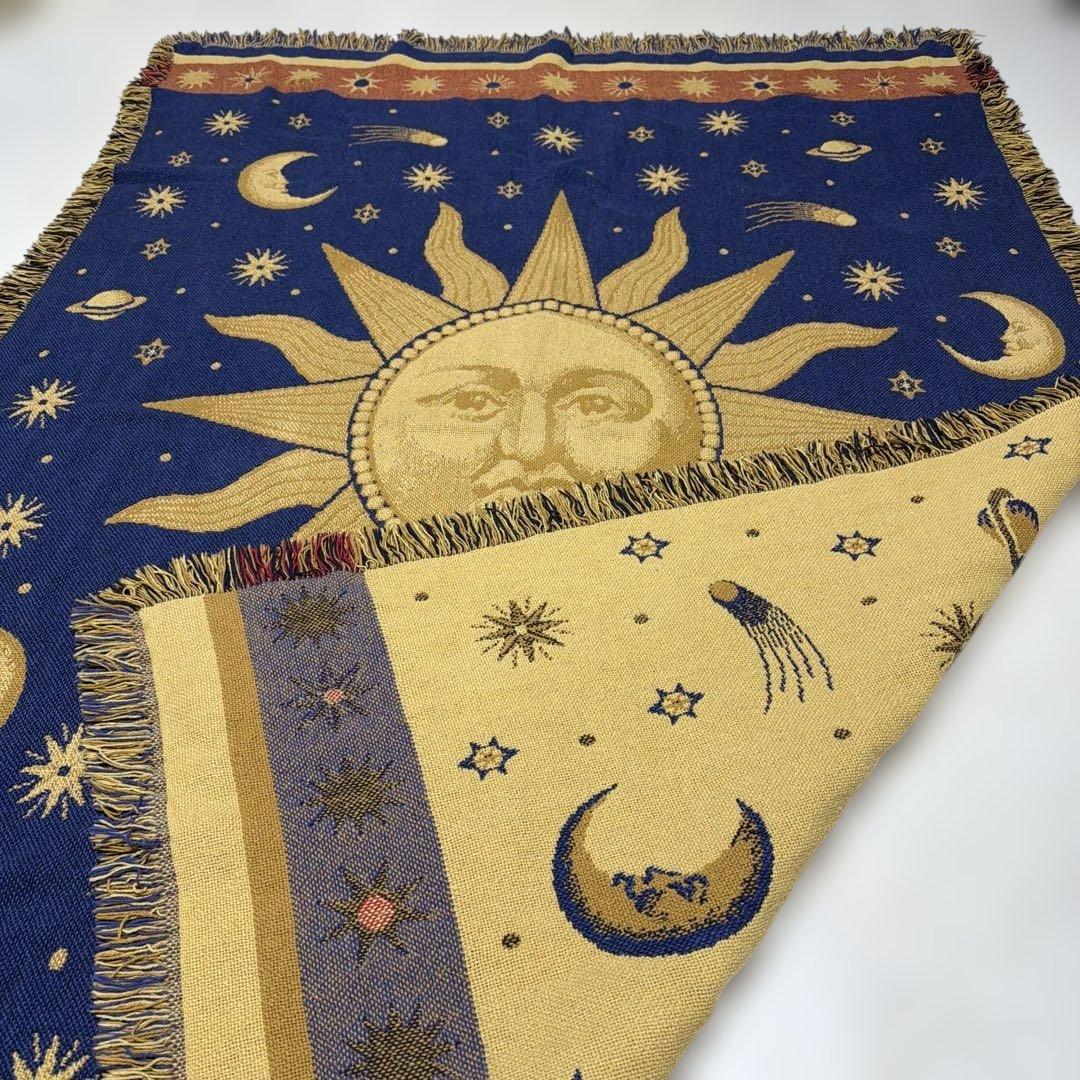 太陽　星　マルチカバー　ソファカバー　ヴィンテージラグ　185x125