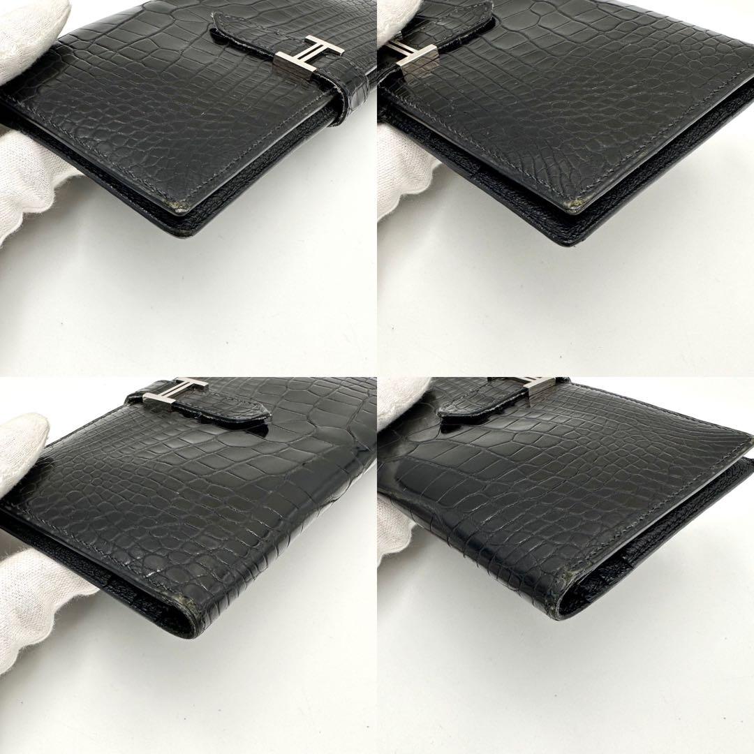 鑑定済✨ エルメス アリゲーター ベアン SV金具 長財布 ウォレット