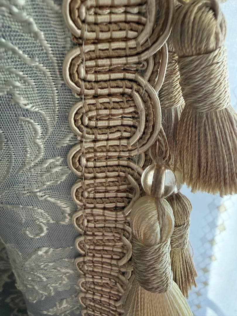 フリンジカーテン・裏地付き・遮光・遮熱・防音、ブレナムフリンジブルーグレーI型