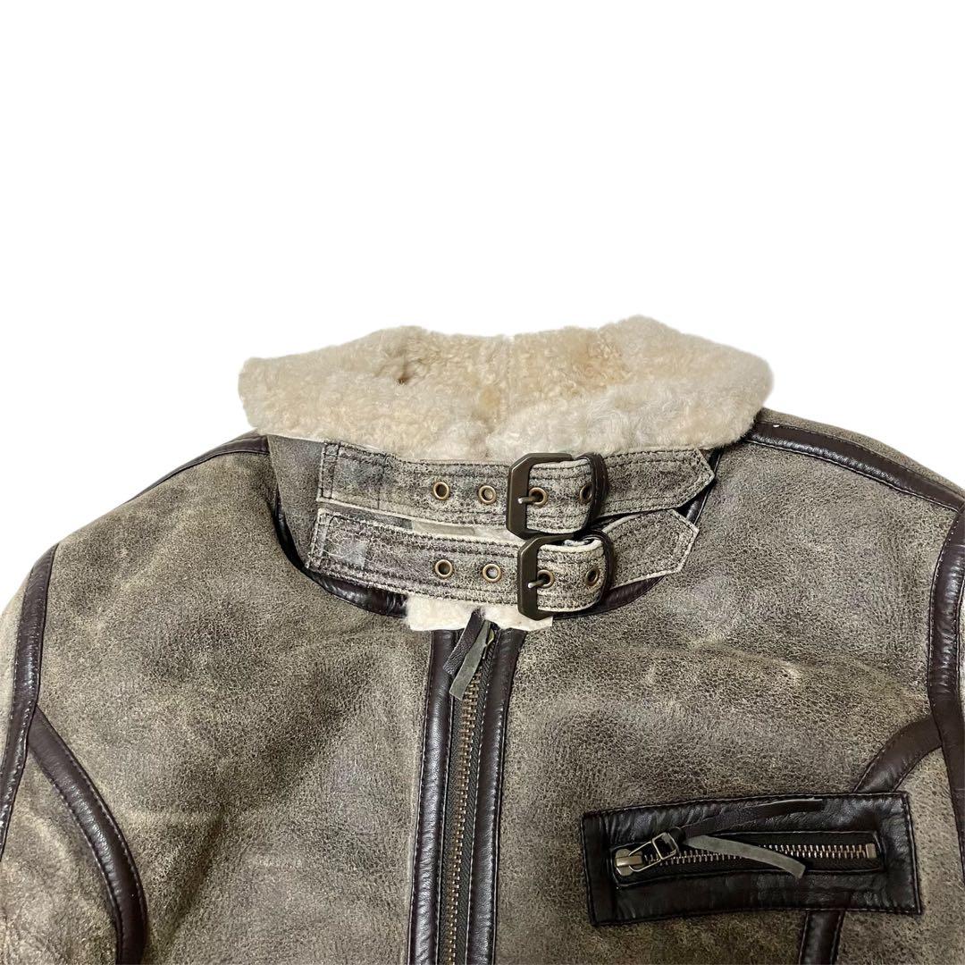 【良品】Liugoo リューグーレザーズ ムートンジャケット フライト B3 黒