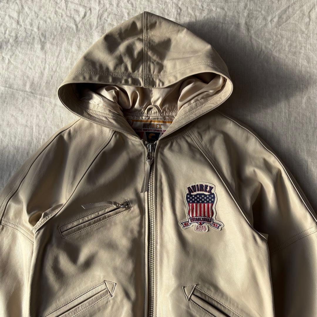 AVIREX SIGNATURE HOODED LEATHER バックロゴ