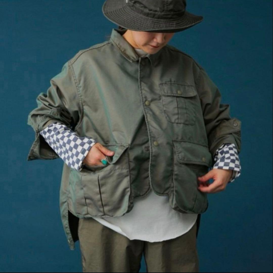 BEAMS BOY シャンブレーギャバショート フィッシングジャケット オリーブ