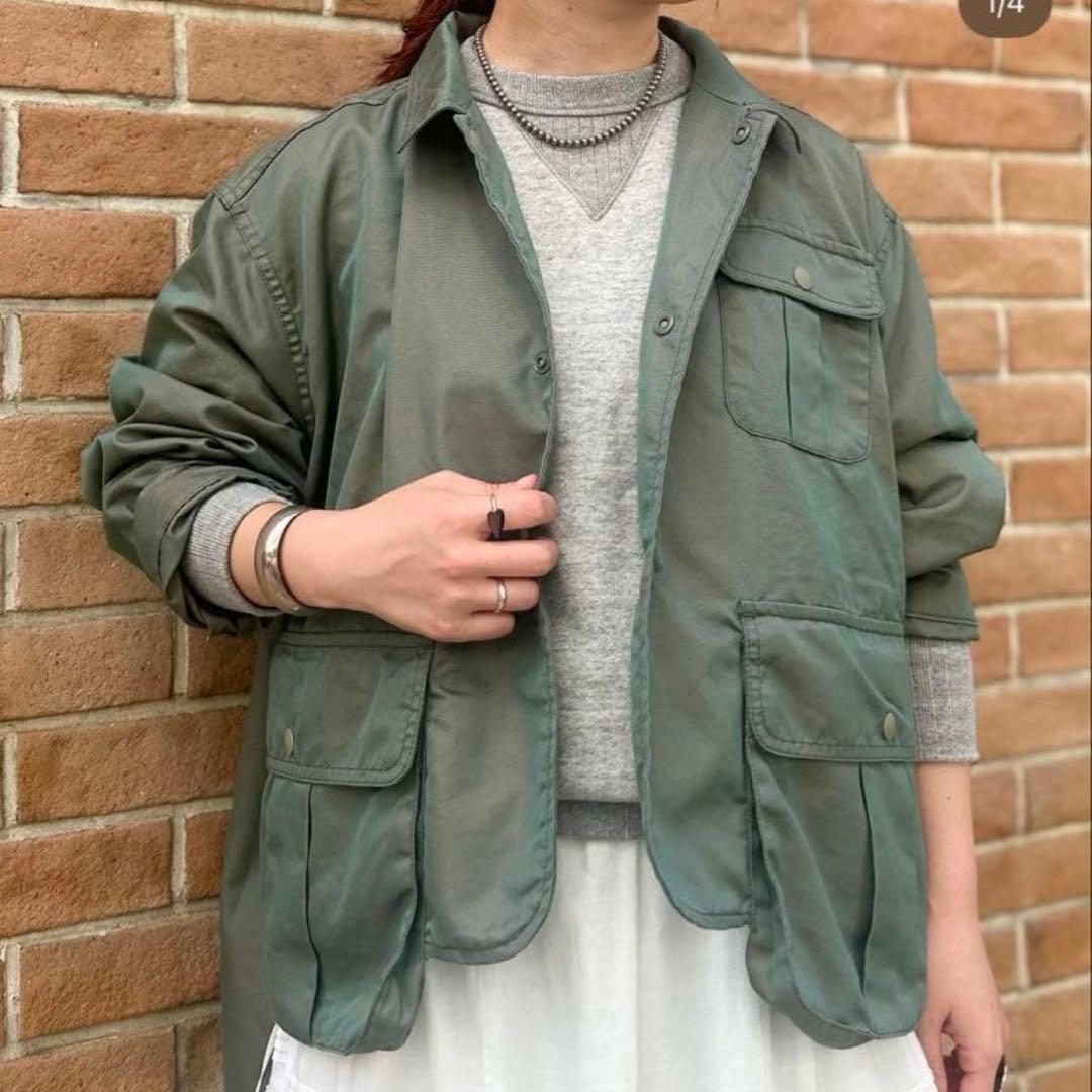 BEAMS BOY シャンブレーギャバショート フィッシングジャケット オリーブ