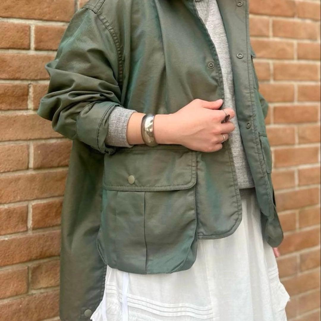 BEAMS BOY シャンブレーギャバショート フィッシングジャケット オリーブ