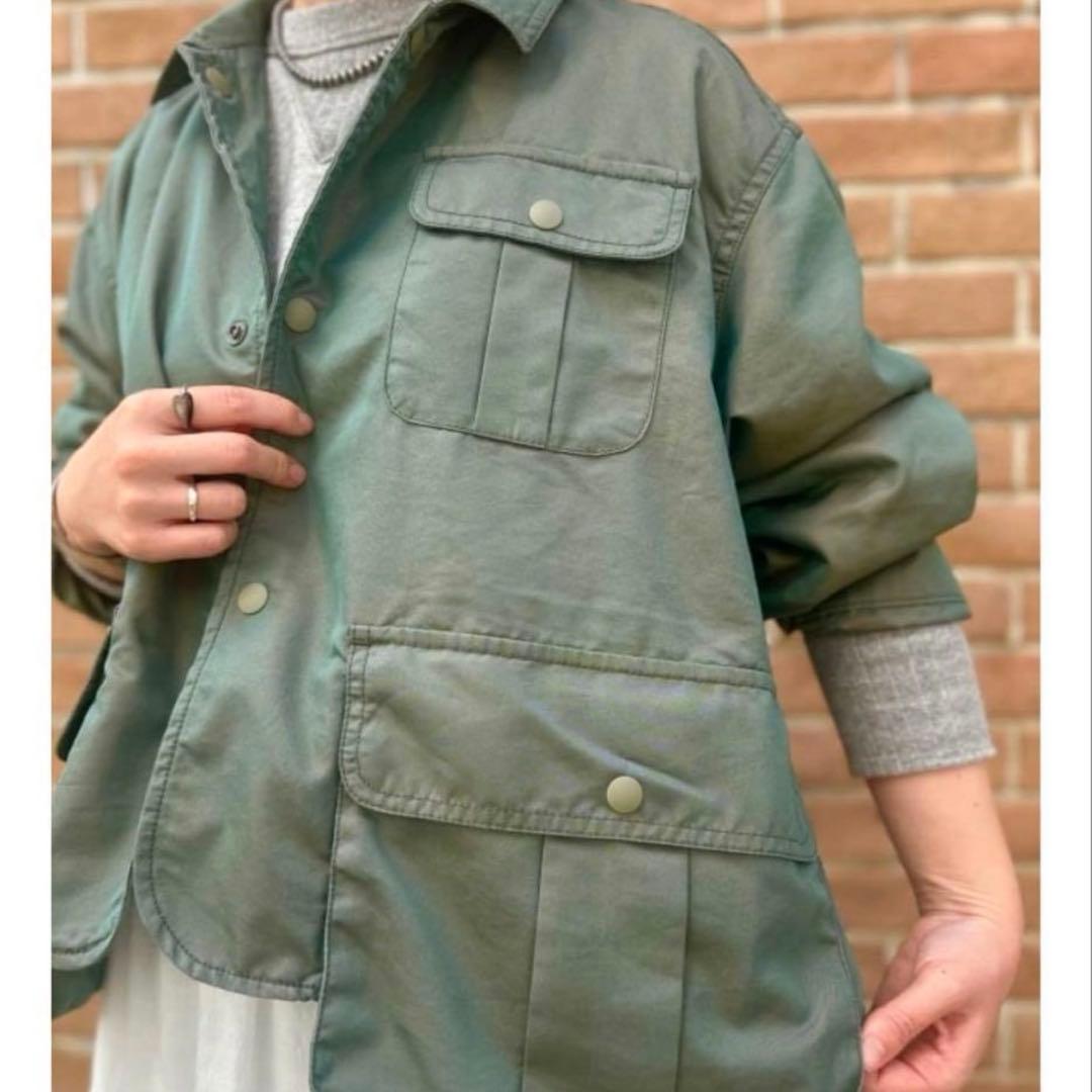 BEAMS BOY シャンブレーギャバショート フィッシングジャケット オリーブ
