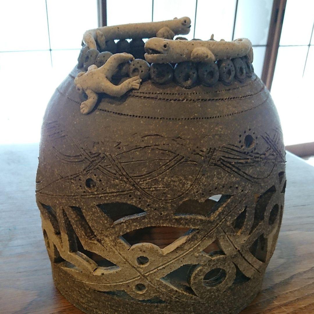 陶器のオブジェ   フロアスタンド