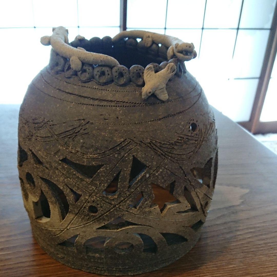 陶器のオブジェ   フロアスタンド