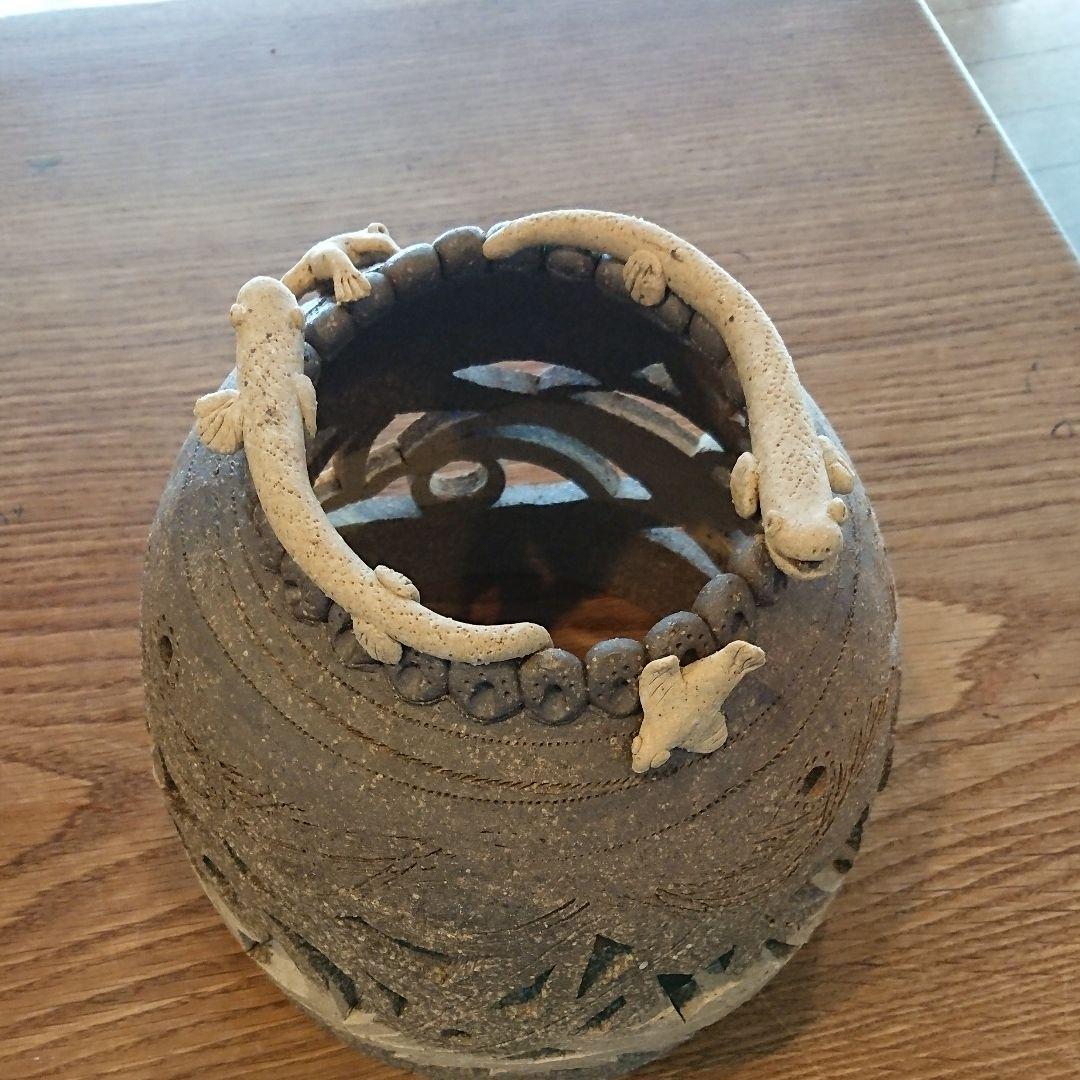 陶器のオブジェ   フロアスタンド