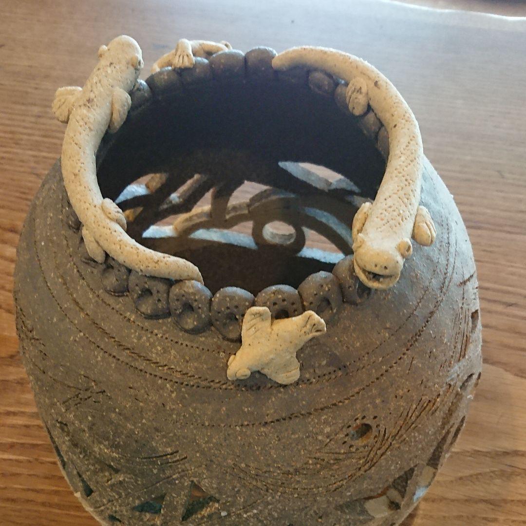 陶器のオブジェ   フロアスタンド