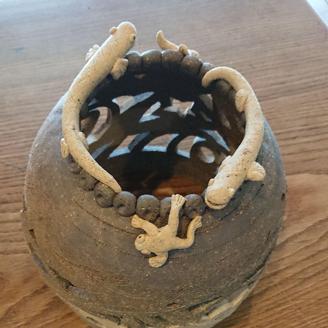 陶器のオブジェ   フロアスタンド