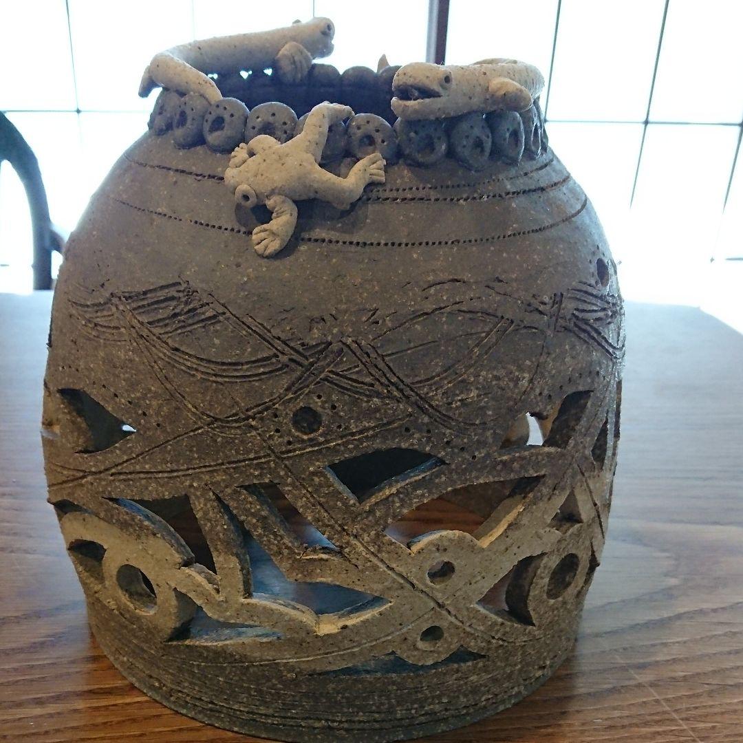 陶器のオブジェ   フロアスタンド