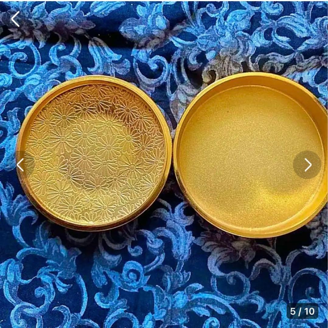 金運爆上げ　鍍金直径6.6cm高級鍍金仏塗香入れ(金属) 蓮の華　小物入れ