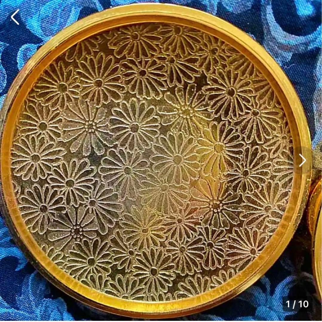 金運爆上げ　鍍金直径6.6cm高級鍍金仏塗香入れ(金属) 蓮の華　小物入れ