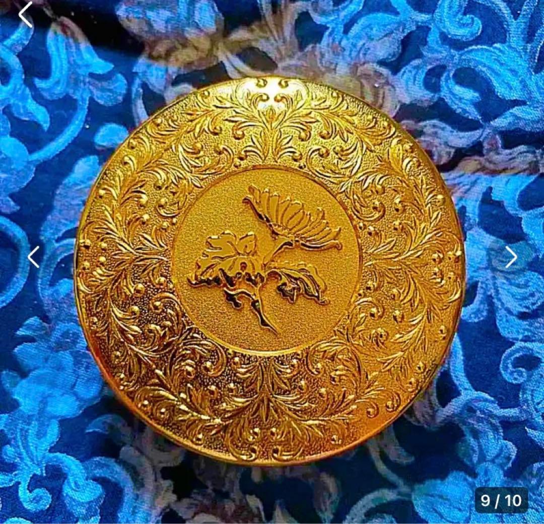 金運爆上げ　鍍金直径6.6cm高級鍍金仏塗香入れ(金属) 蓮の華　小物入れ