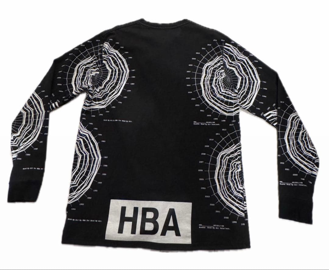 HBA 地形図風長袖カットソー L ブラック Hood by air