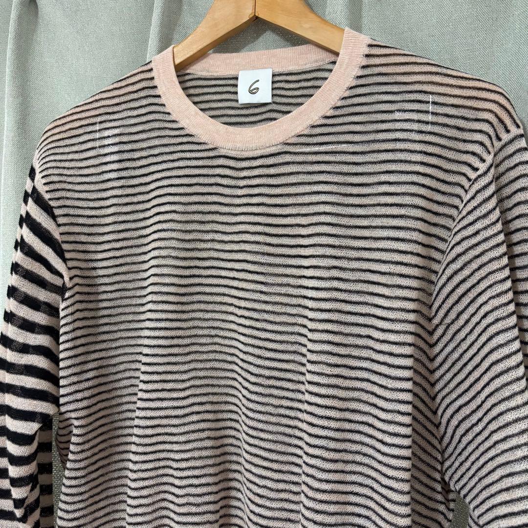 6 UNITED ARROWS シアーボーダークルーネックプルオーバー