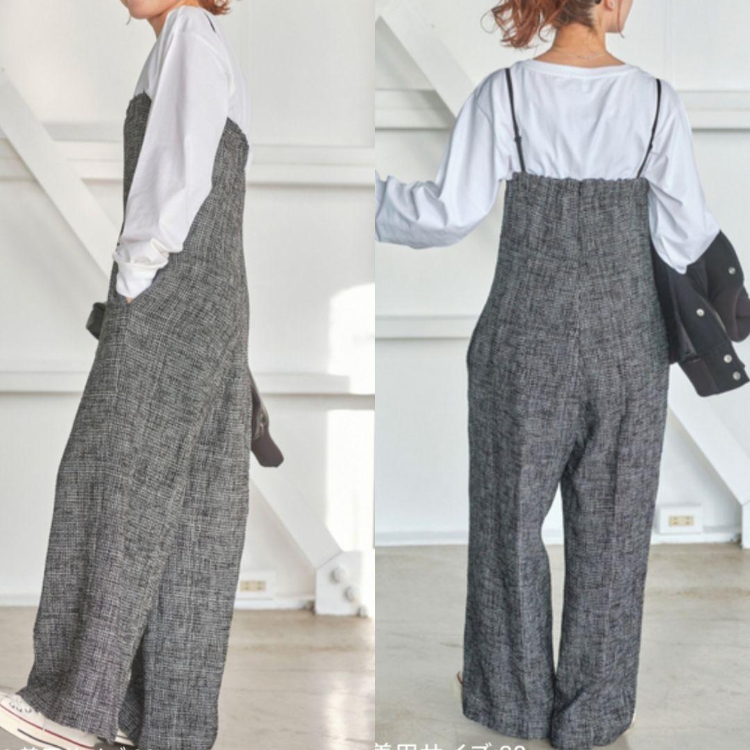 美品 Spick & Span ツイードサロペット ブラック 38 肩紐調整可