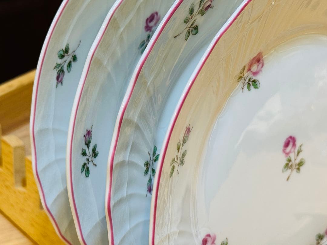 A8047【リチャードジノリ】ロゼリーニ プレート 20cm 4枚 花柄 バラ