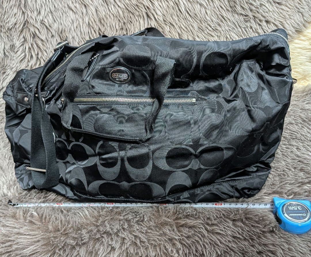 COACH ブラック シグネチャーナイロンボストンバッグ