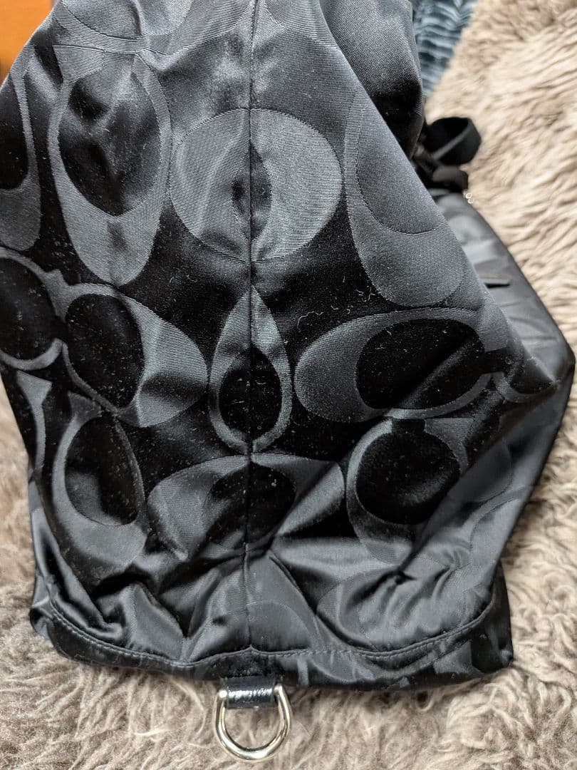 COACH ブラック シグネチャーナイロンボストンバッグ