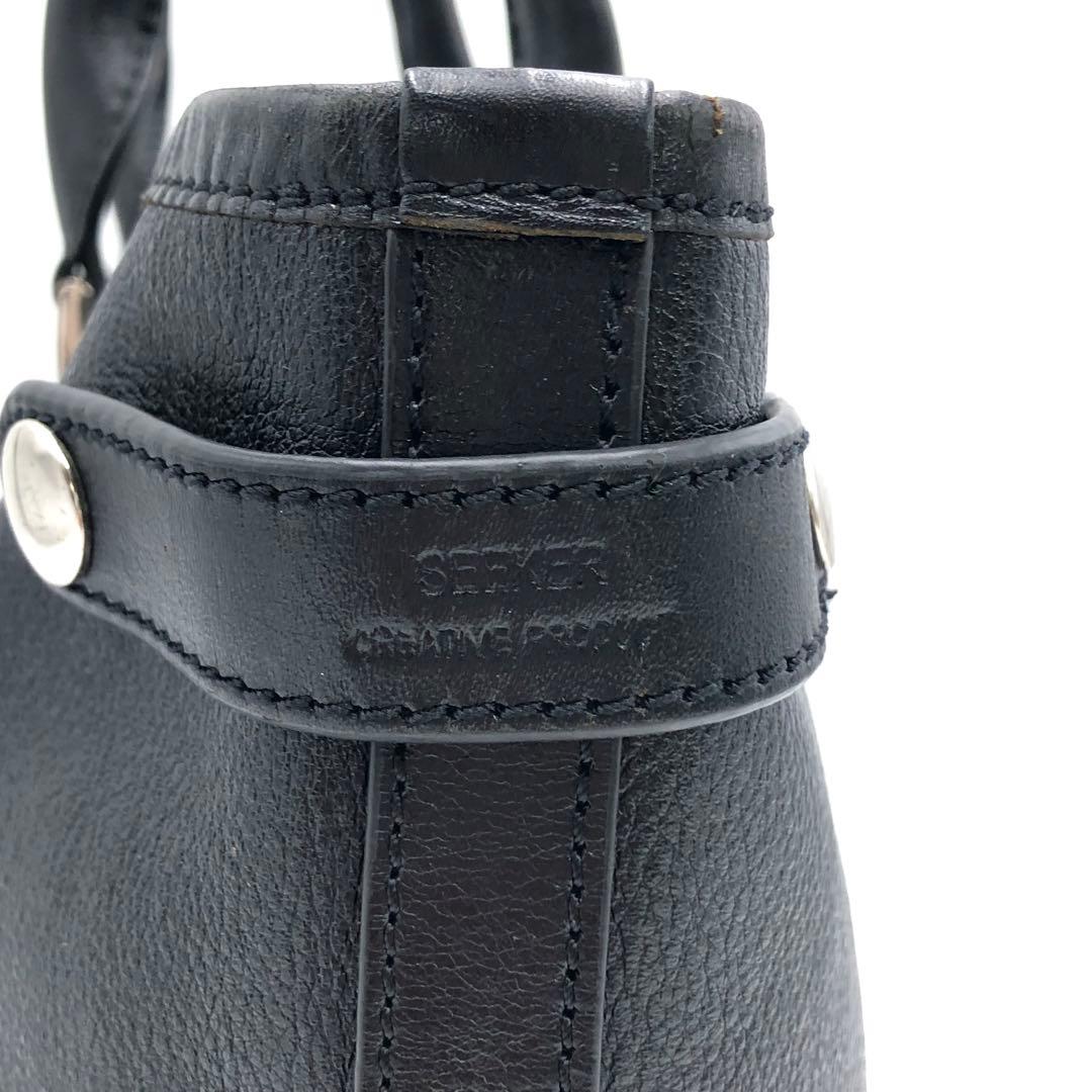 美品✨シーカー 別注 レザー トートバッグ ビジネス 肩掛け A4可 ブラック黒