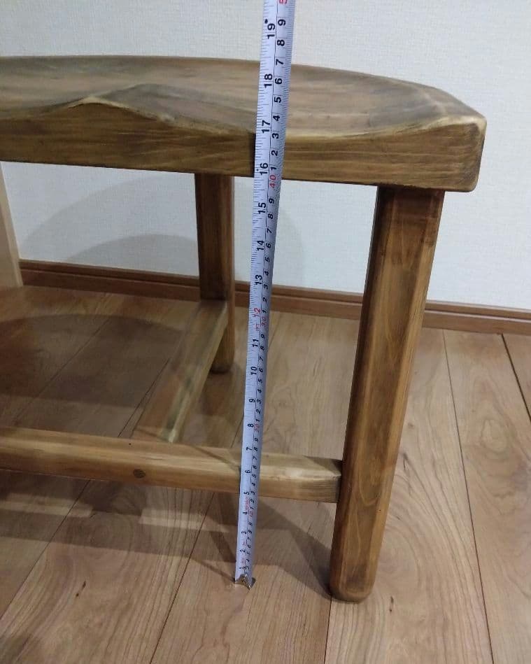 檜の半丸椅子(85)　値下げ❕大変座りやすく、つるつるに仕上げ、アンティーク調