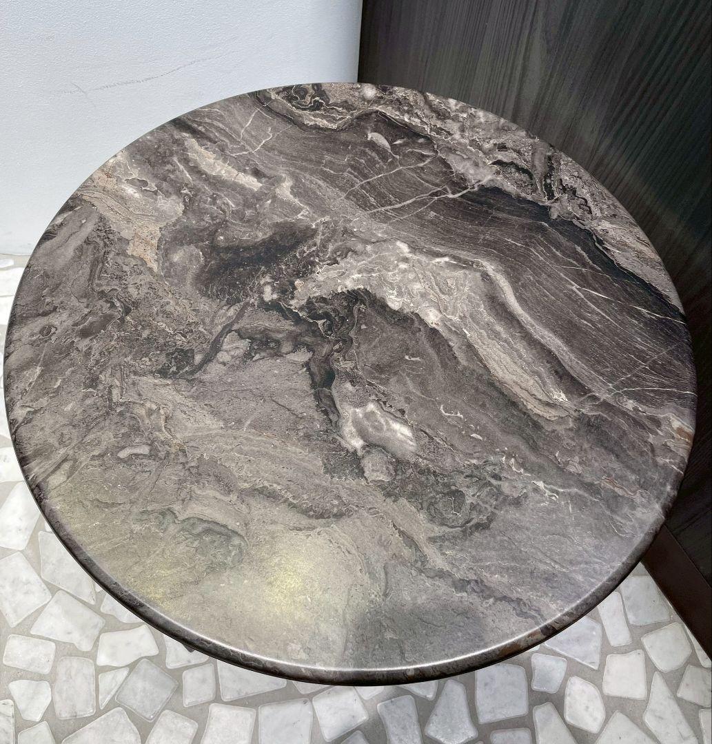 円形大理石風サイドテーブル 組み立て式 傷あり