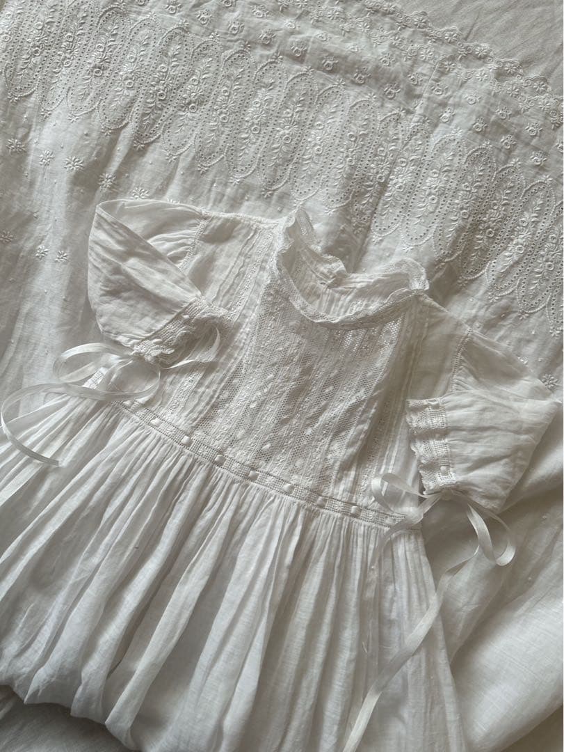 ✲*フランス・フレンチアンティーク　ベビードレス・ドールドレス　チャーチ　レース