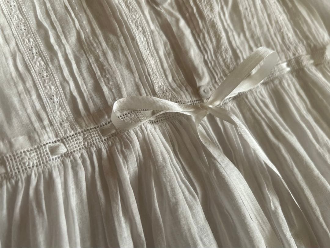 ✲*フランス・フレンチアンティーク　ベビードレス・ドールドレス　チャーチ　レース