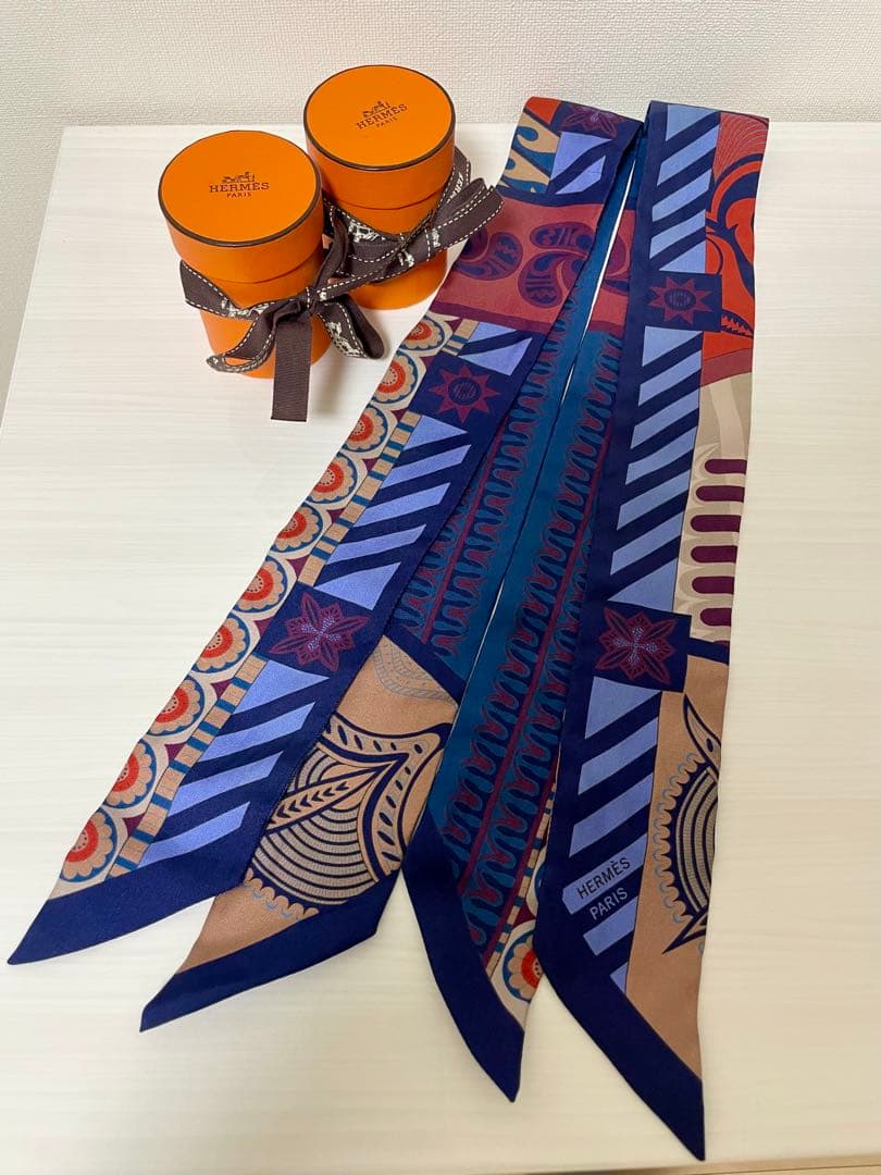 HERMES 幾何学模様ツイリー Geometrie Cretoise ブルー