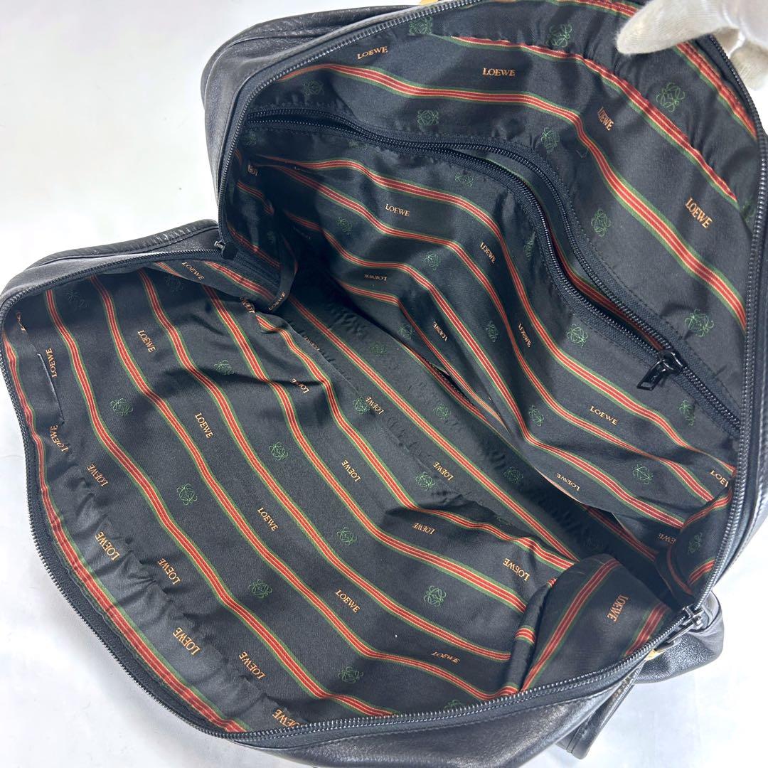 ロエベ　LOEWE ミニボストンバッグ　ブラック　アナグラムロゴ　レザー　黒