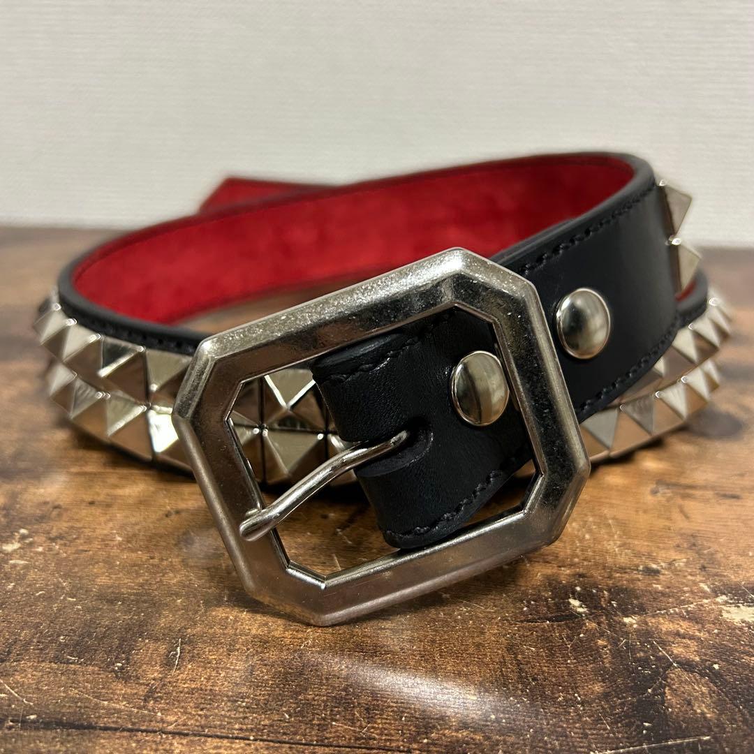 ピラミッド鋲2連ベルト　本革
