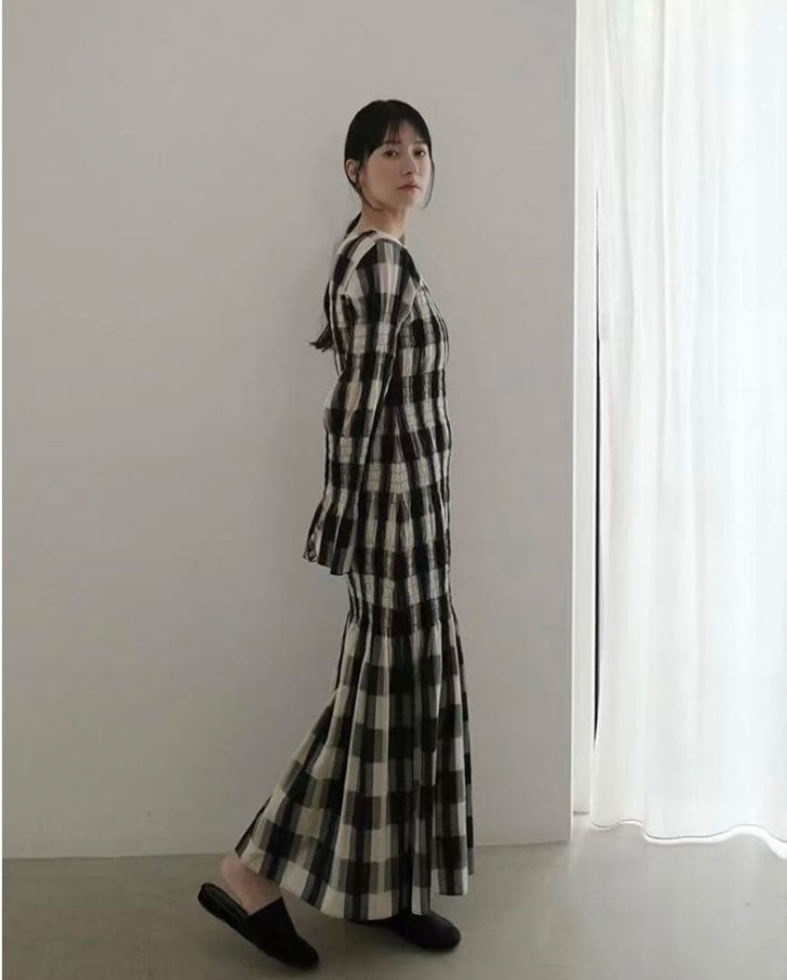 ワンピース CLANE SHIRRING LONG ONEPIECE