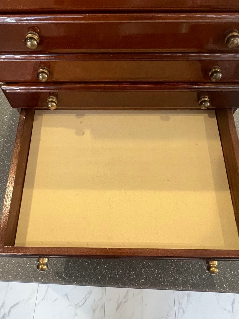 イタリア製 象嵌細工 木製ジュエリーボックス ミラー付き