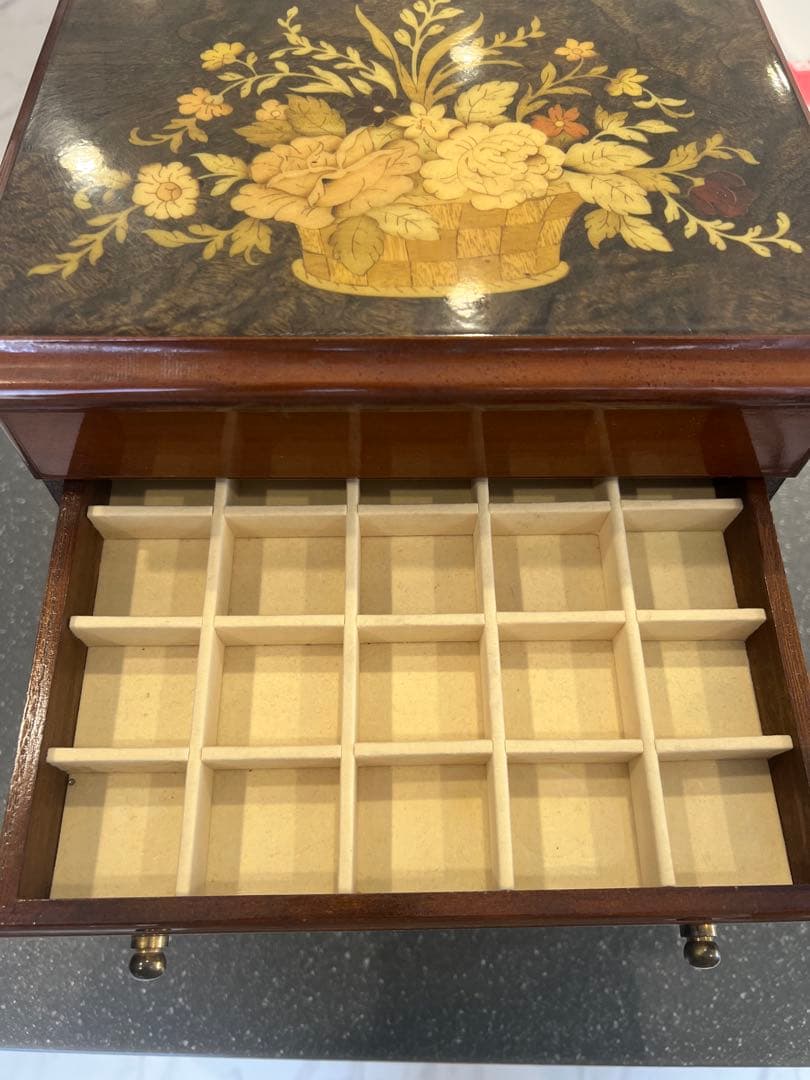 イタリア製 象嵌細工 木製ジュエリーボックス ミラー付き