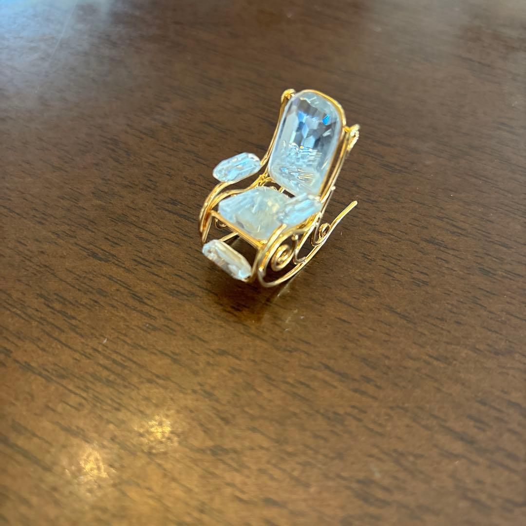 Swarovski ロッキングチェア型置物 金色 クリスタル装飾