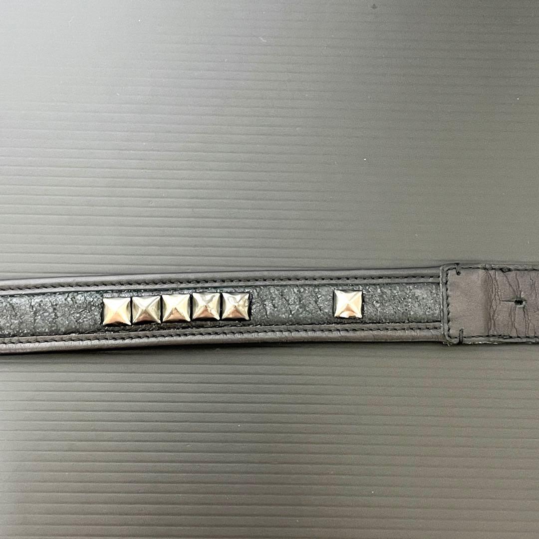 【希少】Roen ロエン スタッズ レザー ベルト 黒 スカル 髑髏 ガンメタ