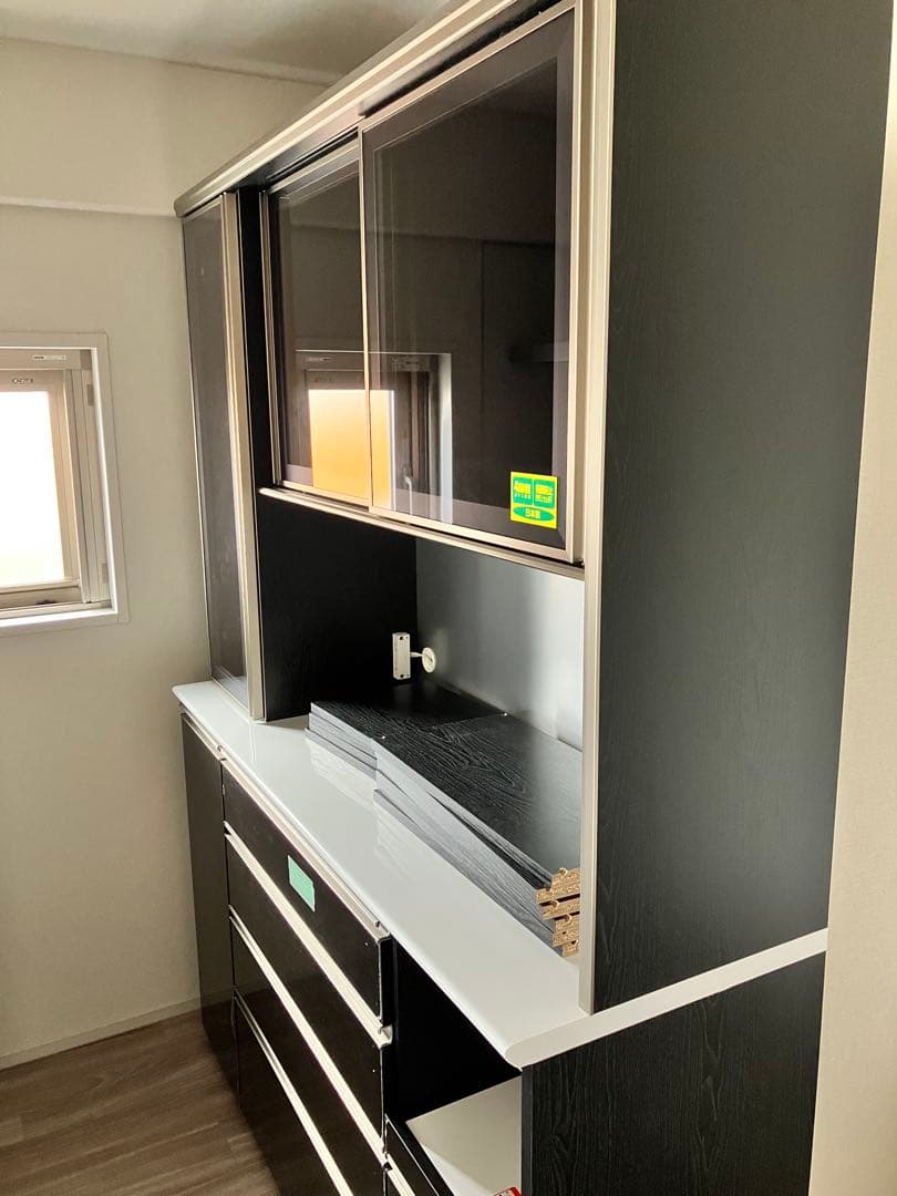 新品　ブラック　キッチン収納　食器棚　黒　150cm幅