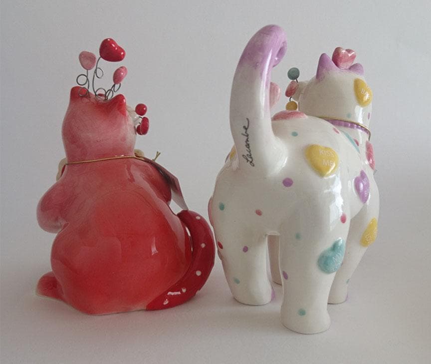 【2点セット】Amy Lacombe WhimsiClay 猫 陶器 置物