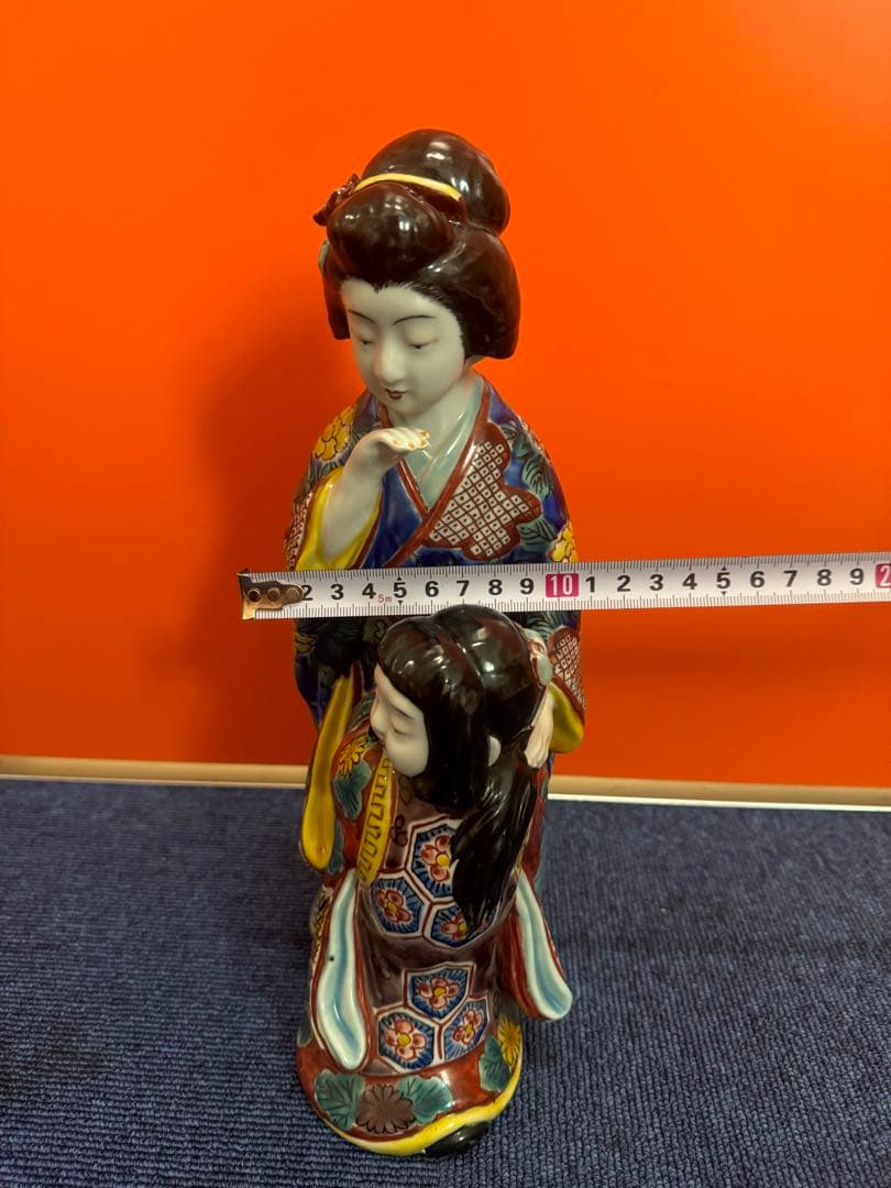 1780 古九谷焼　色絵母子人形　置物　時代物