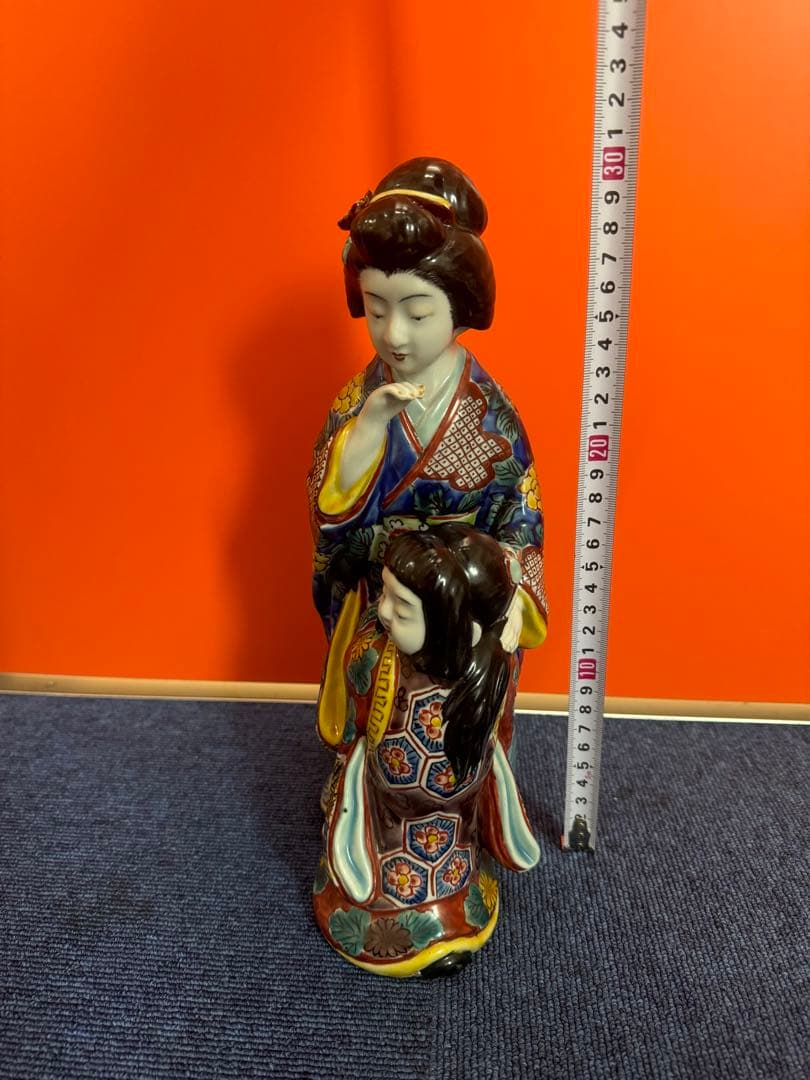 1780 古九谷焼　色絵母子人形　置物　時代物