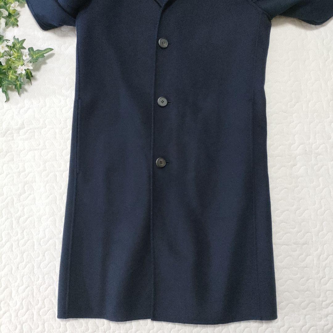 美品◎Theory　カシミヤ混　ダブルフェイスチェスターコート　ネイビー　XS