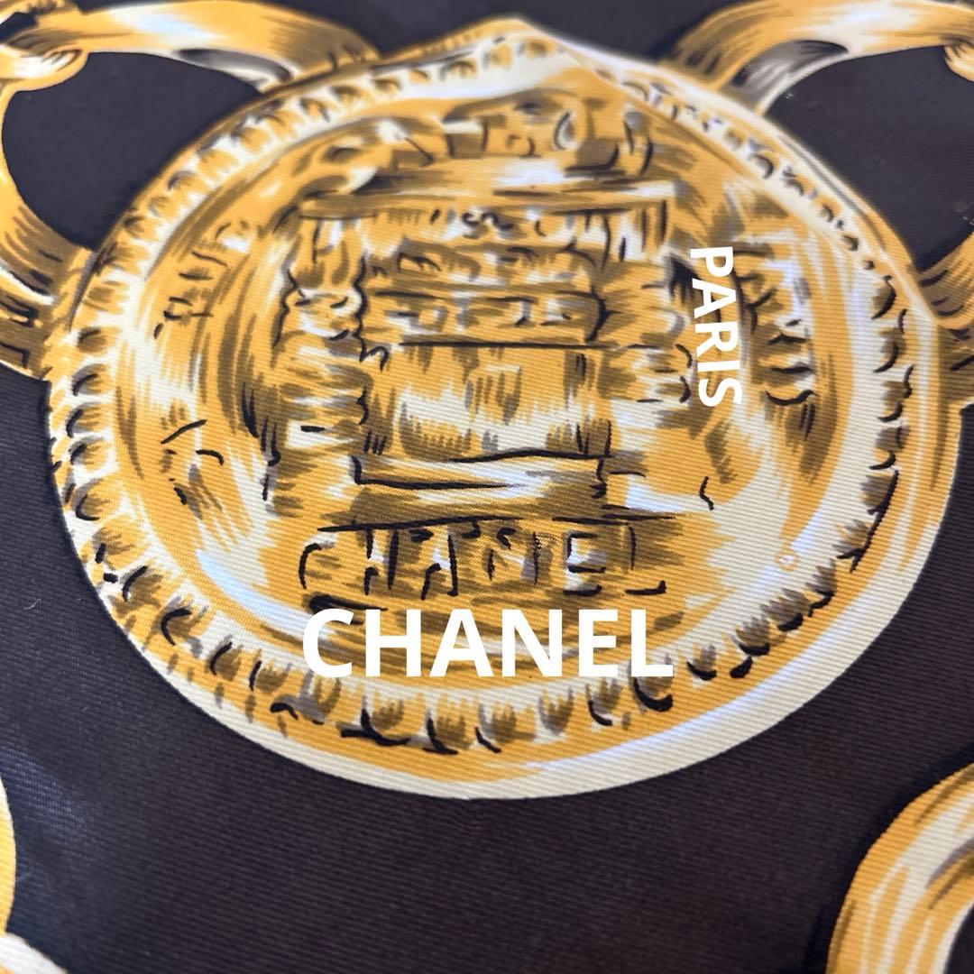 専用 CHANEL PARIS 大判スカーフ シルク ゴールド