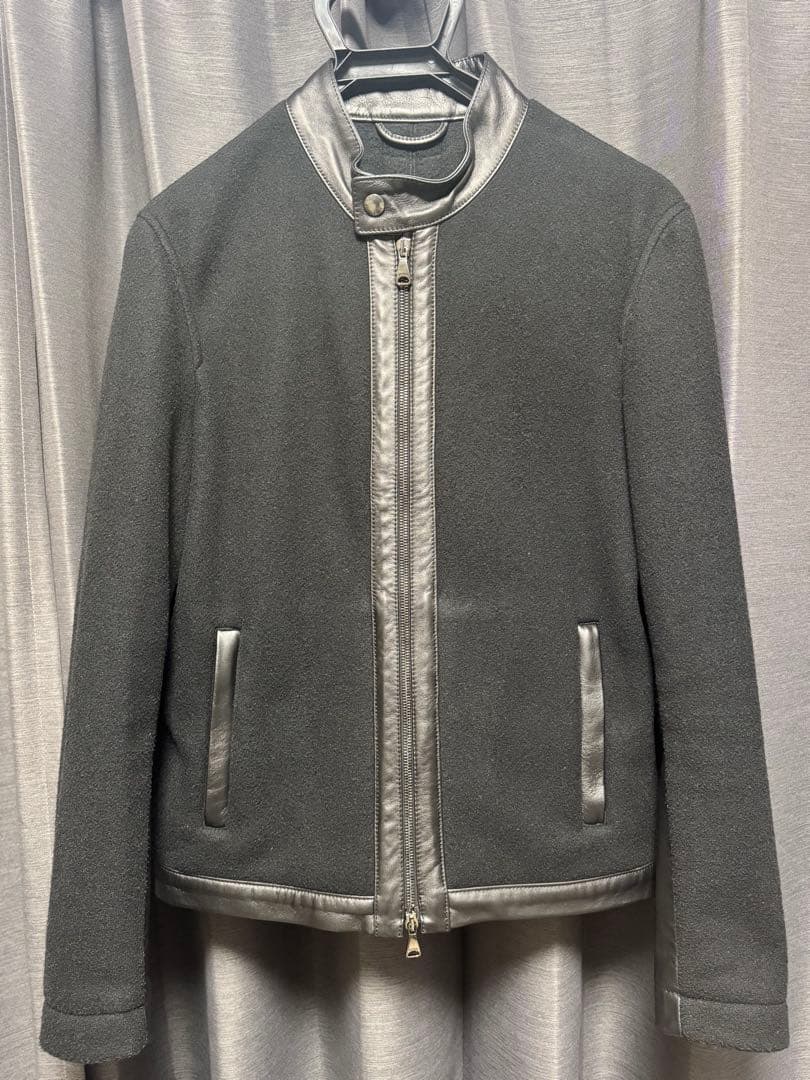 美品 EMMETI JURI X ラムスキン フリース ライダースジャケット