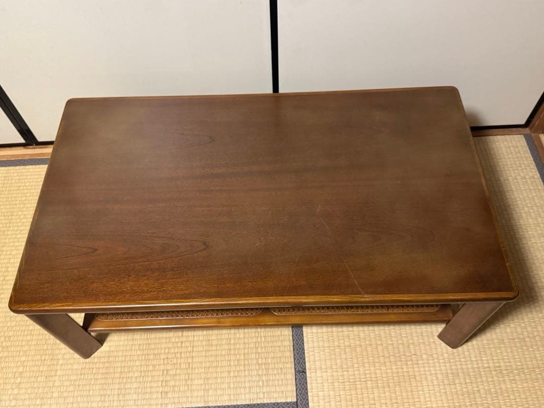 カリモク　リビングセンター・ローテーブル 籐　ラタン　karimoku