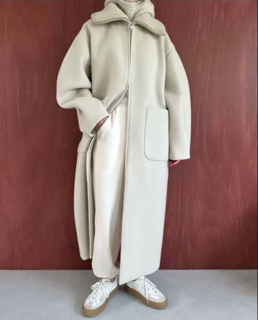 ジャケット・アウター CLANE RIB COLLAR WOOL LONG COAT