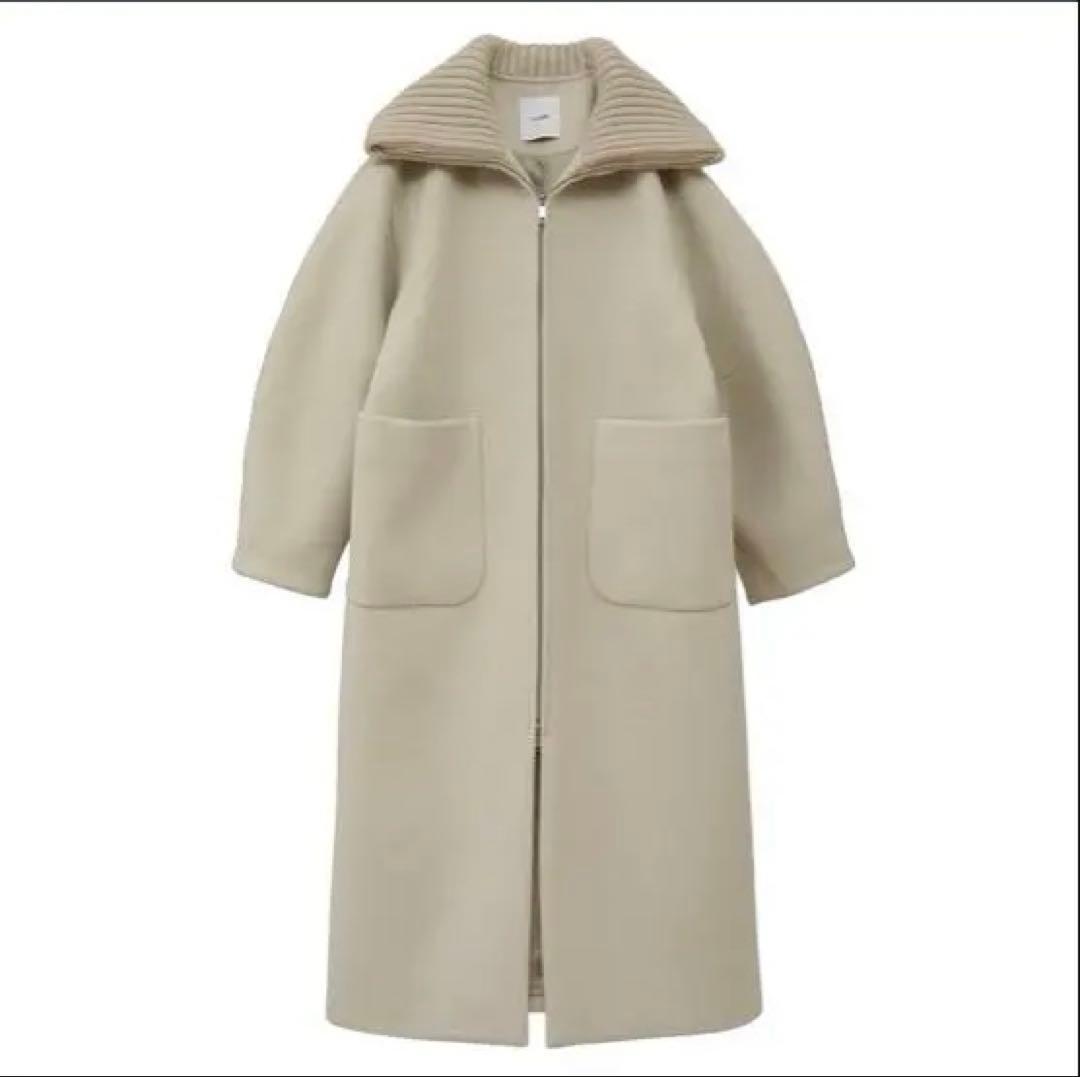 ジャケット・アウター CLANE RIB COLLAR WOOL LONG COAT