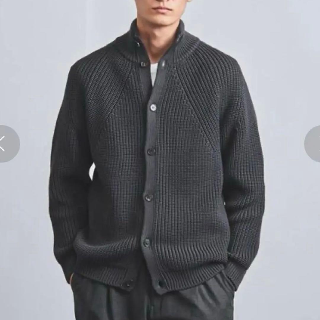 BATONER バトナー アゼ ボタン カーディガン ダークグレー