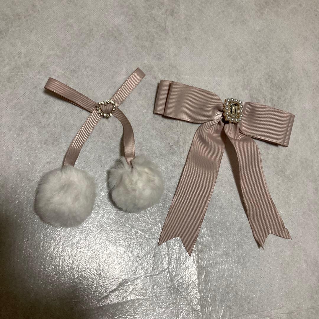 LIZ LISA ポンポン　リボン　レースヨーク　ニット トップス ホワイト系