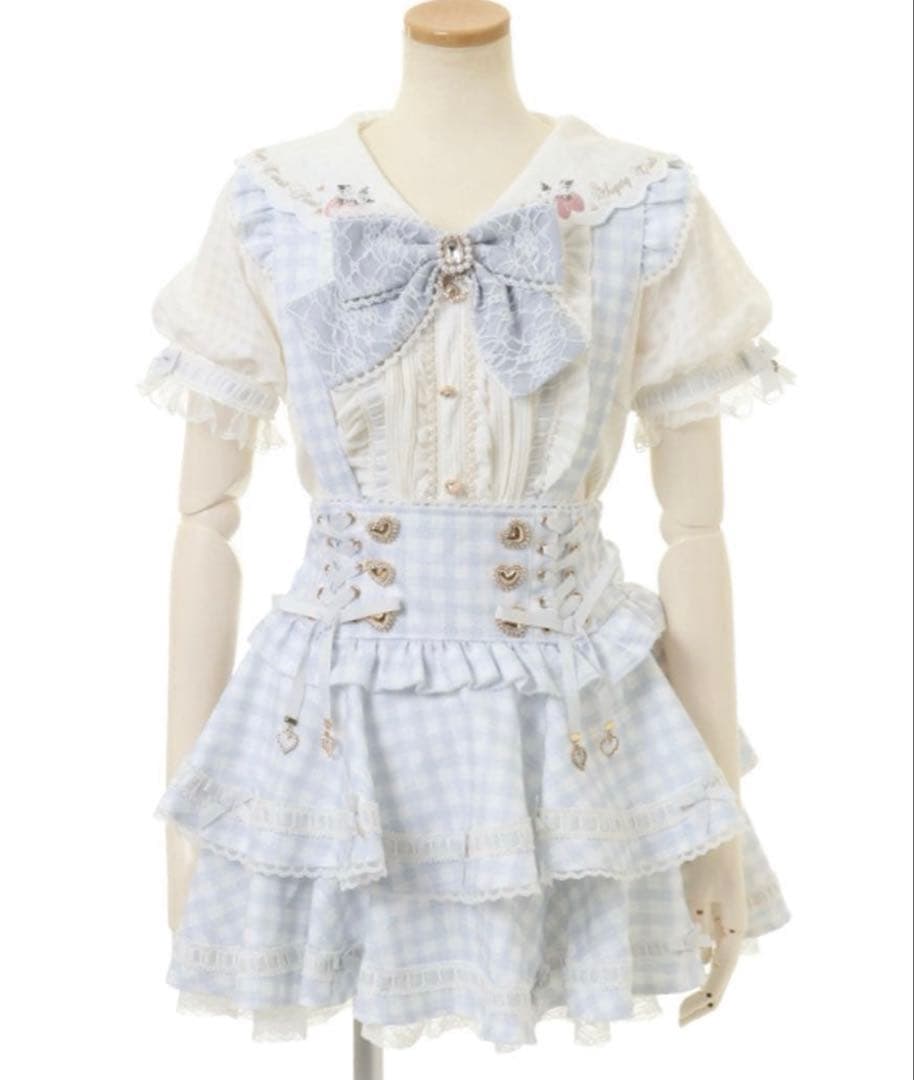 リズリサ はしごリボンギンガムティアードスカパンブルー